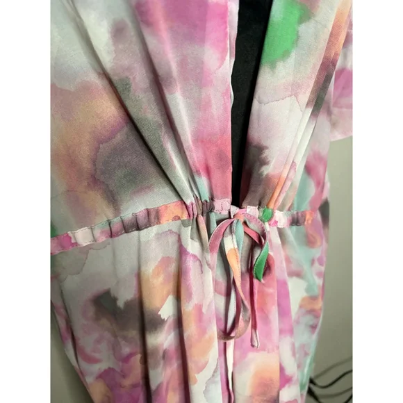 Torrid Watercolor Kimono Coverup 0X Pink Green NWT Beach Resort Summer - Picture 3 of 6